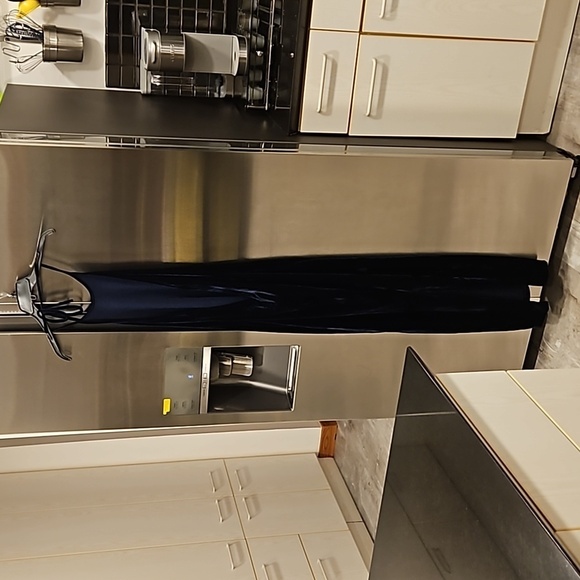 💕RAT & BOA💕 Velvet High Neck Plunging Back Maxi Dress ~ Dark Navy Blue M NWT - Picture 2 of 7